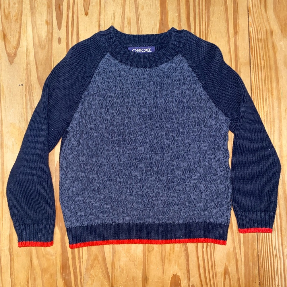 Cherokee Blue Navy Knitted Cable Sweater Red
Trim Boys 4T